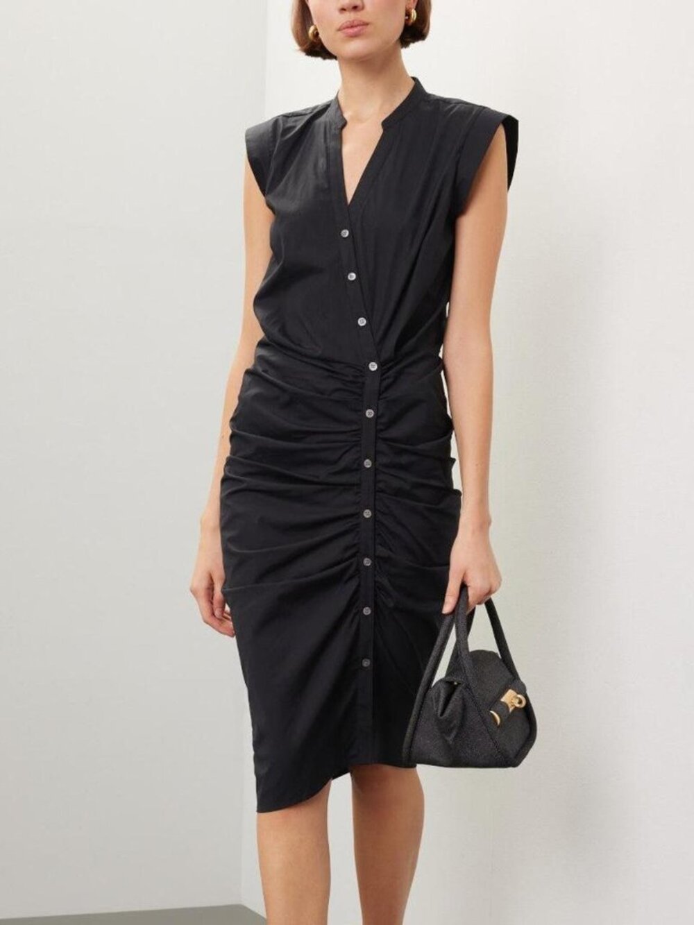 Veronica Beard Black Ruched Dress